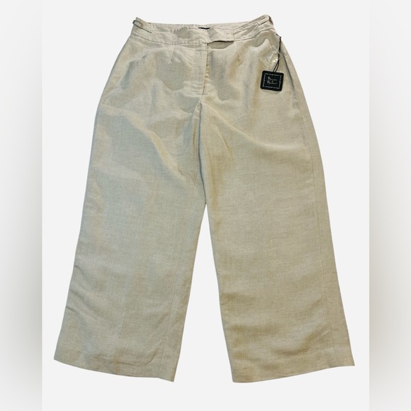 Mercer & Madison Linen-Blend Wide-Leg, Crop Pants, Beige Color, Size 10 - Picture 12 of 12
